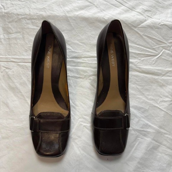 Brown Leather Loafer Kitten Heels Sz 7 Y2k Preppy Academia School Girl - Picture 3 of 7